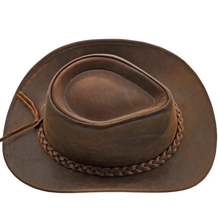 Leather Outback Hat w/Braid Band