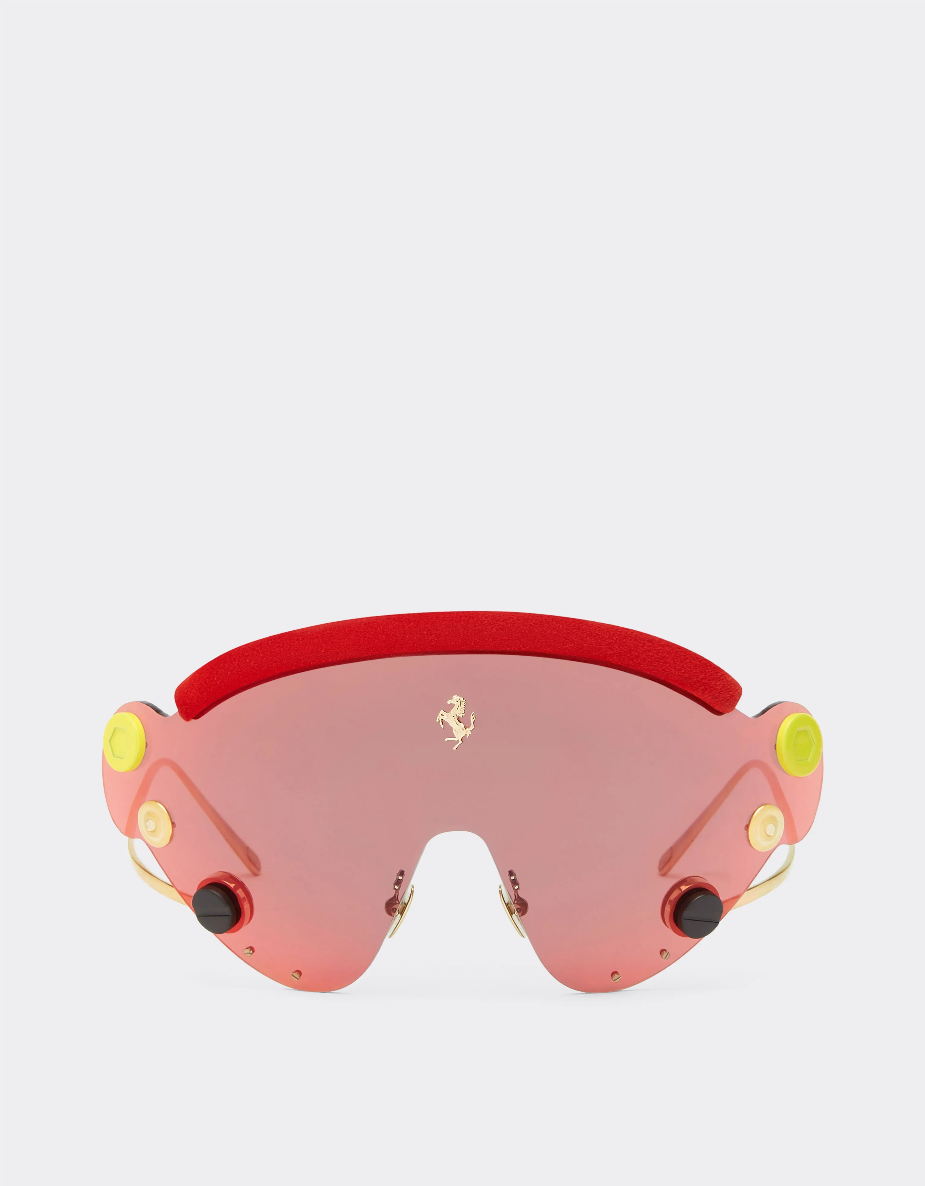 Limited Edition Ferrari Sunglasses In Red And Gold-Tone Metal With Red Mirror Shield
