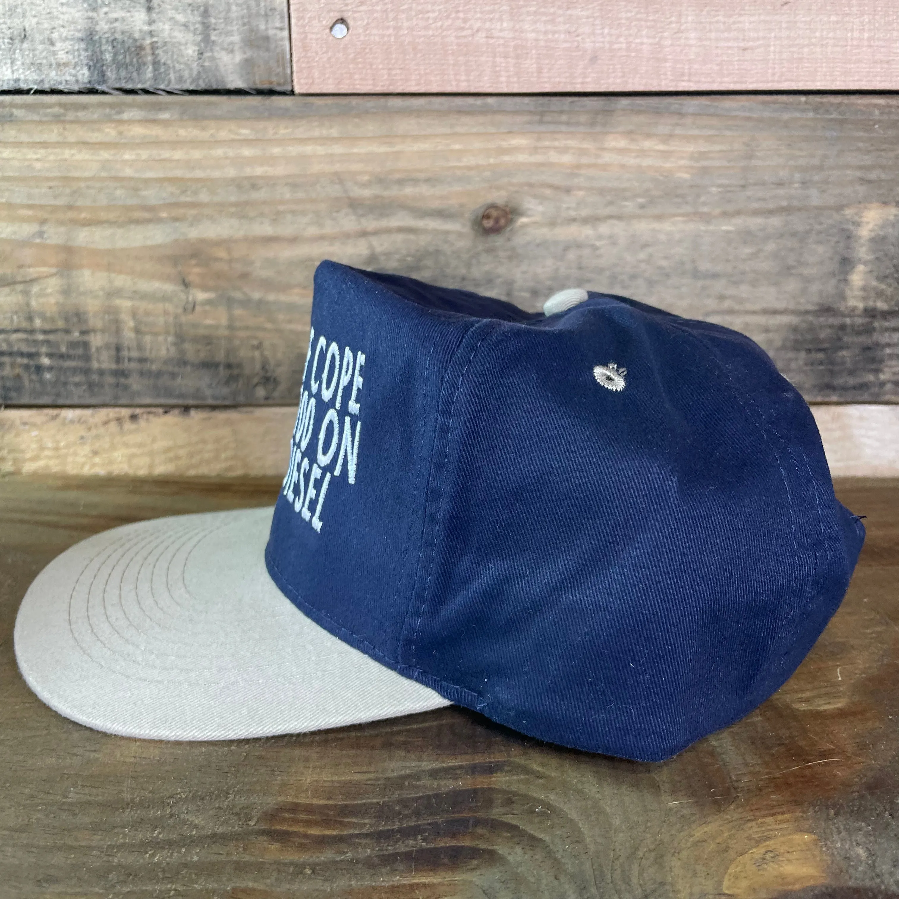 Log of Cope and $100 on The Diesel Vintage Strapback Cap Hat Funny Custom Embroidered
