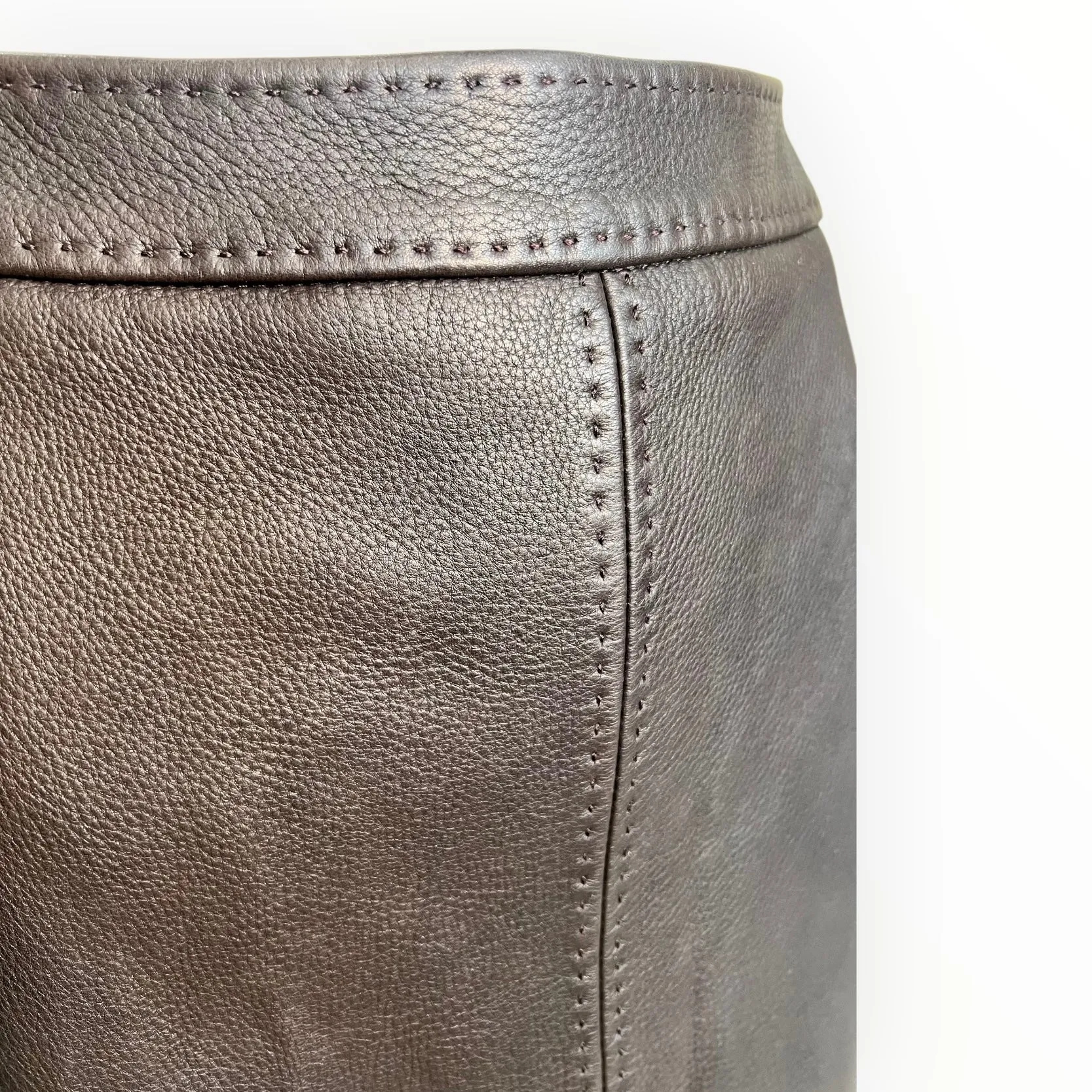 Loro Piana 2010's Brown Leather Skirt, NWT