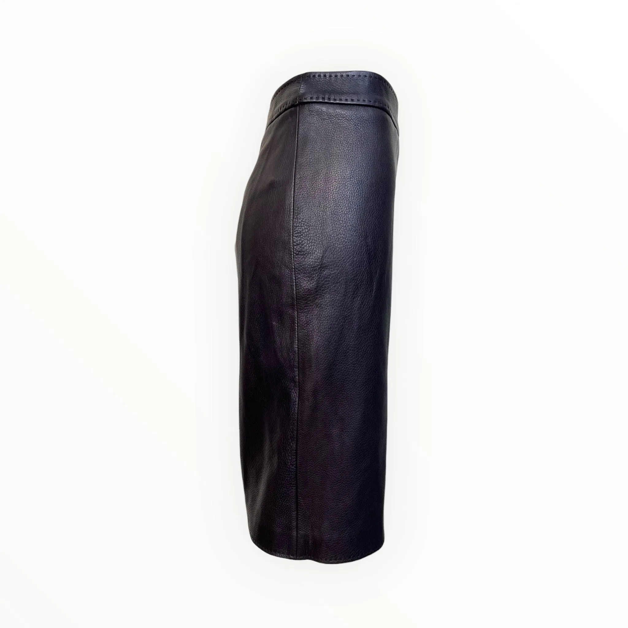 Loro Piana 2010's Brown Leather Skirt, NWT