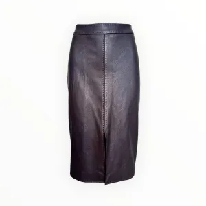 Loro Piana 2010's Brown Leather Skirt, NWT