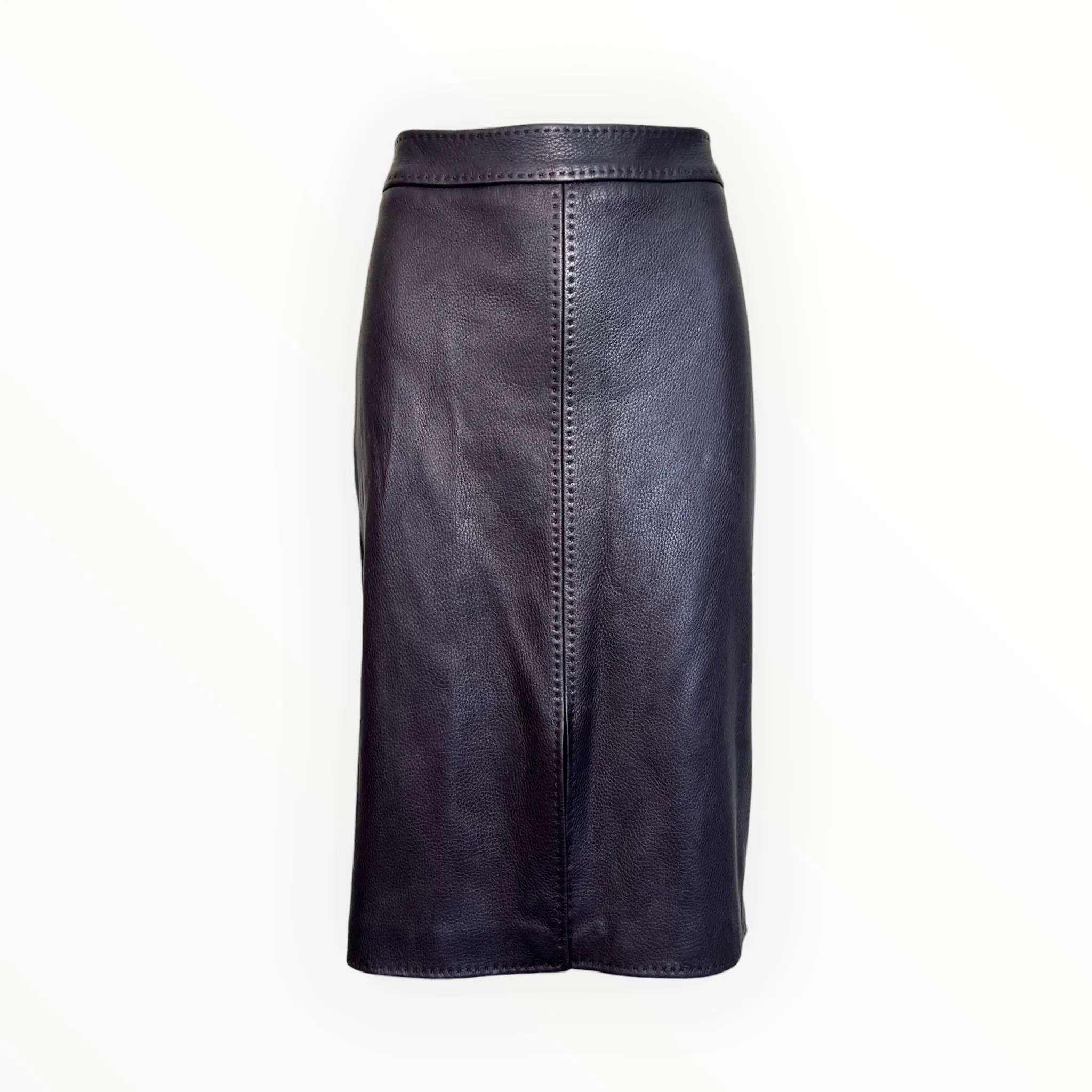 Loro Piana 2010's Brown Leather Skirt, NWT