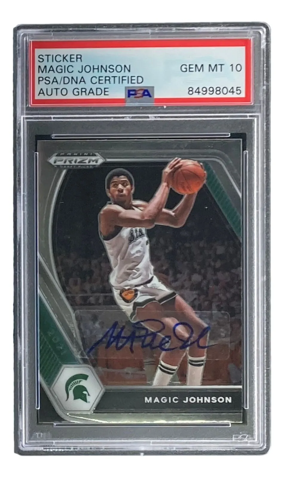 Magic Johnson Signed LA Lakers 2021 Panini Prizm #86 Trading Card PSA/DNA Gem
