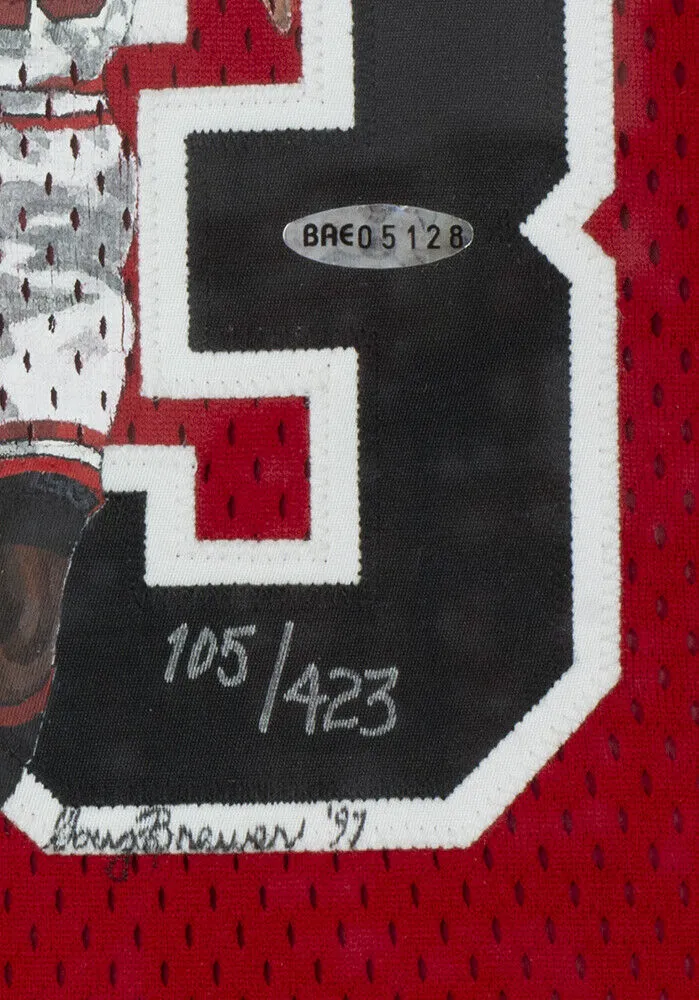 Michael Jordan Signed Framed Painted Chicago Bulls Mr June Basketball Jersey UDA