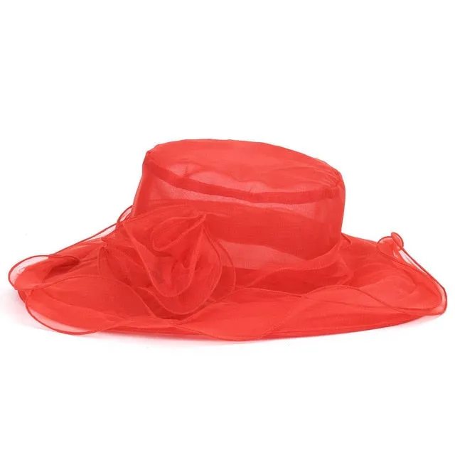 New Hot Fashion Women Elegant Solid Color Floral Caps Wedding Church Hat Bucket Sun Hats