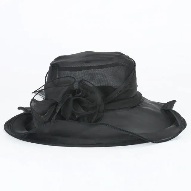 New Hot Fashion Women Elegant Solid Color Floral Caps Wedding Church Hat Bucket Sun Hats