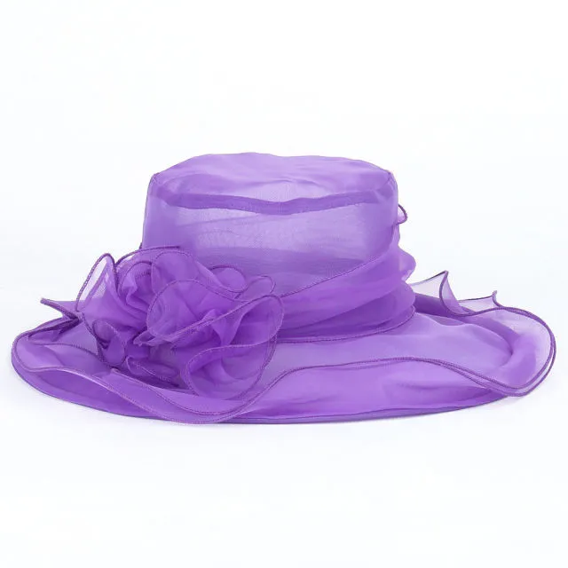New Hot Fashion Women Elegant Solid Color Floral Caps Wedding Church Hat Bucket Sun Hats