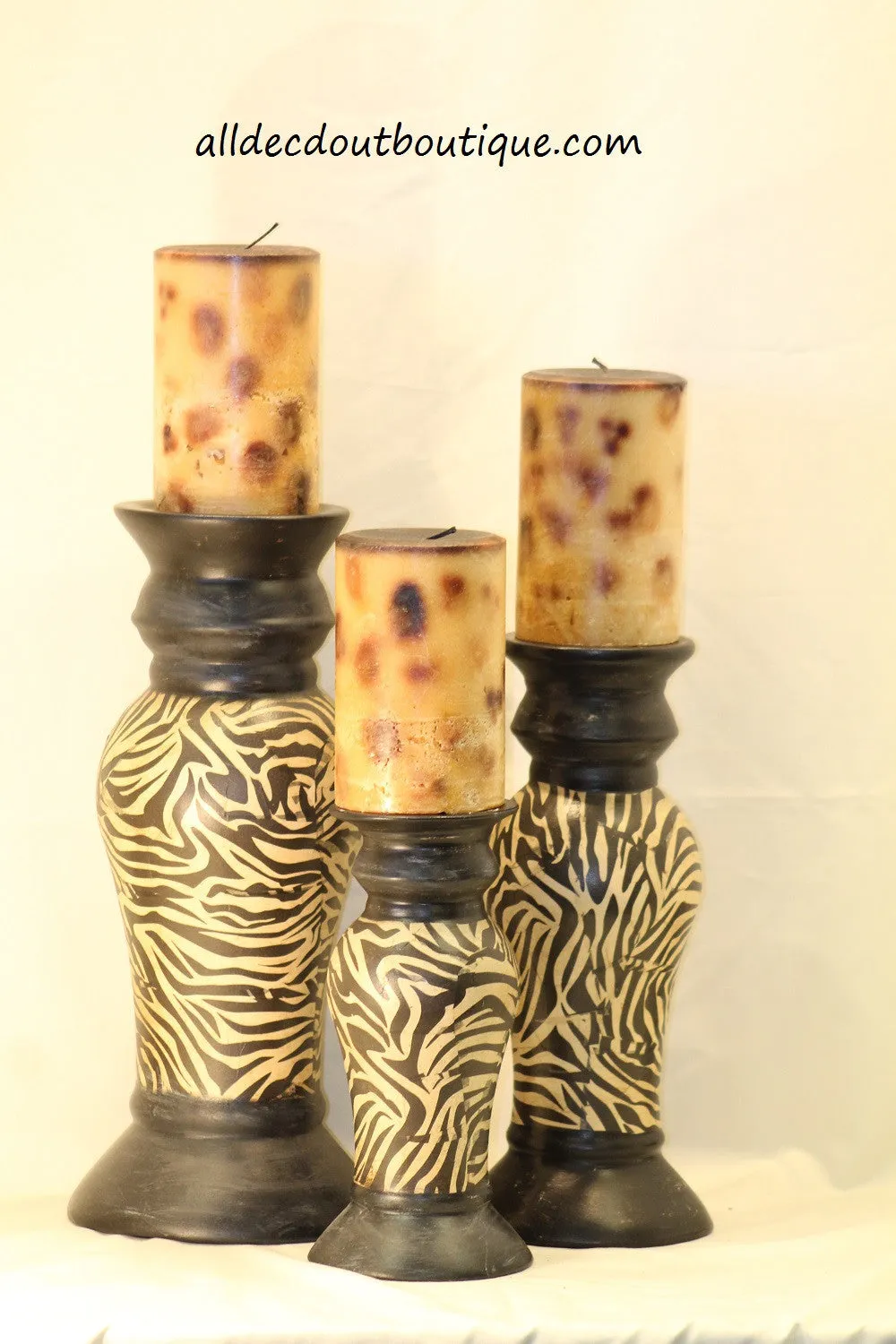 Pillar Candle | 4 X 9 Leopard Candle Tan & Black