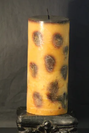 Pillar Candle | 4 X 9 Leopard Candle Tan & Black