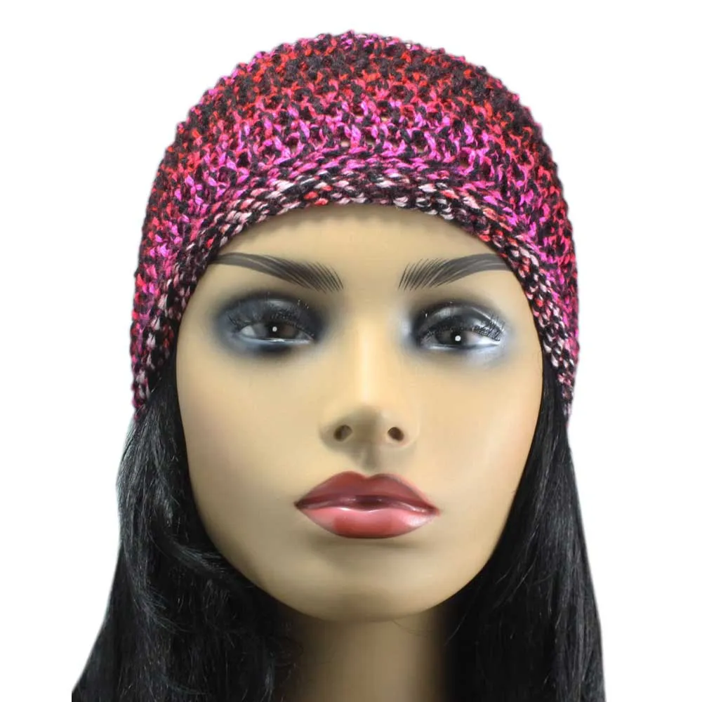 Pink and Red Crochet Beanie Hat Medium/Large - JMCH15