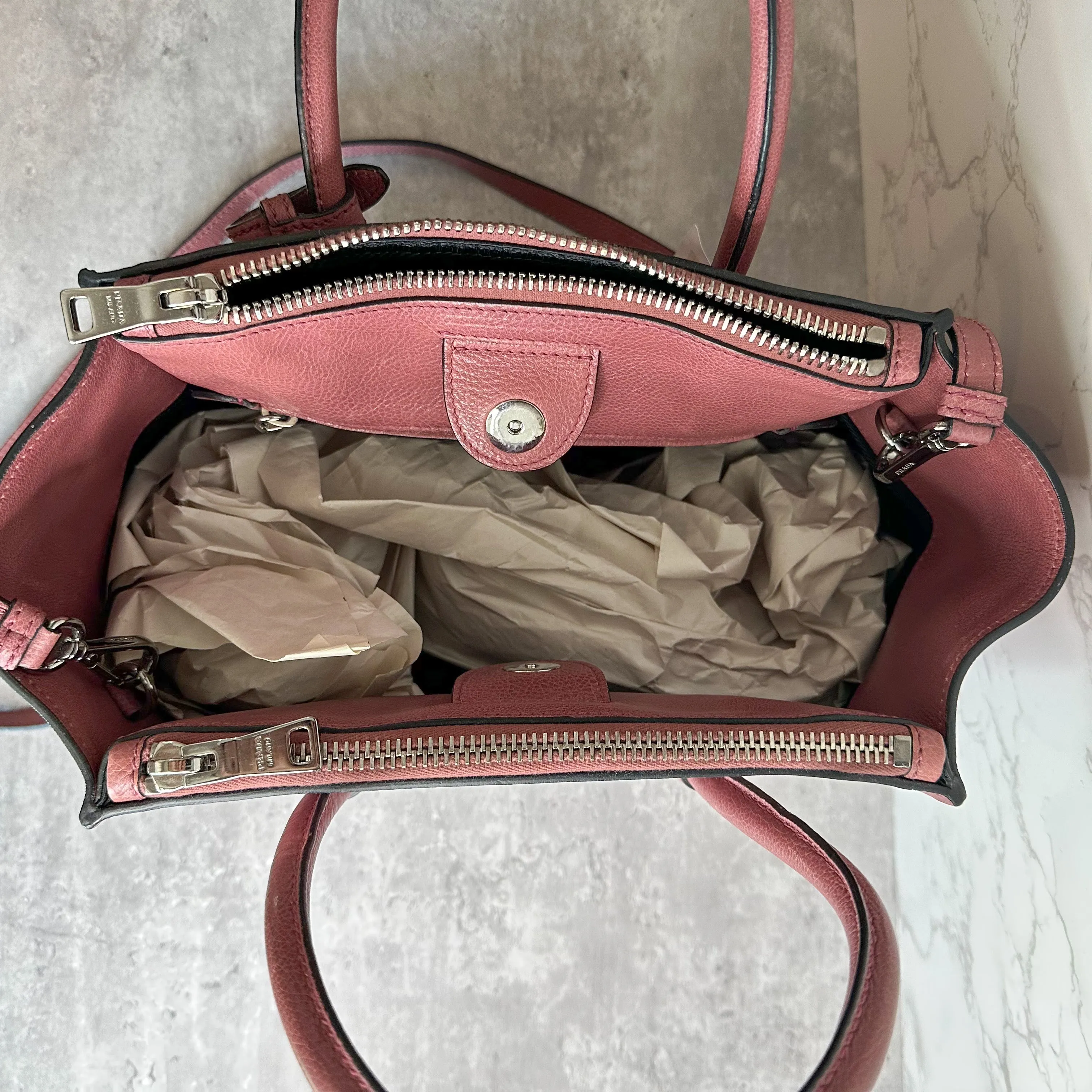 Prada Glace Twin Pocket Tote