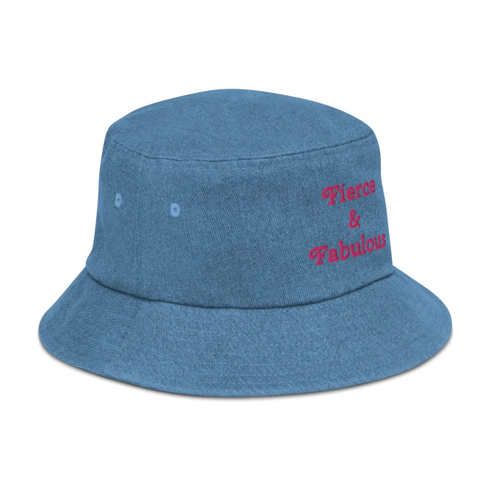 "Fierce & Fabulous" - Denim  Bucket  Hat