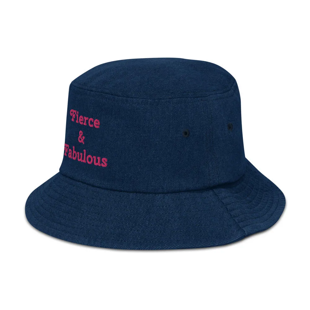"Fierce & Fabulous" - Denim  Bucket  Hat