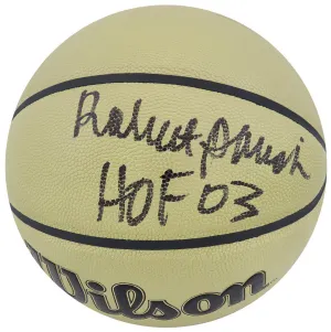 Robert Parish Signed Wilson Gold NBA Basketball w/HOF'03 - (SCHWARTZ COA)