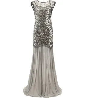 Silver 1920s Dresses Long Great Gatsby Party 20s Inspired Flapper |JaosWish