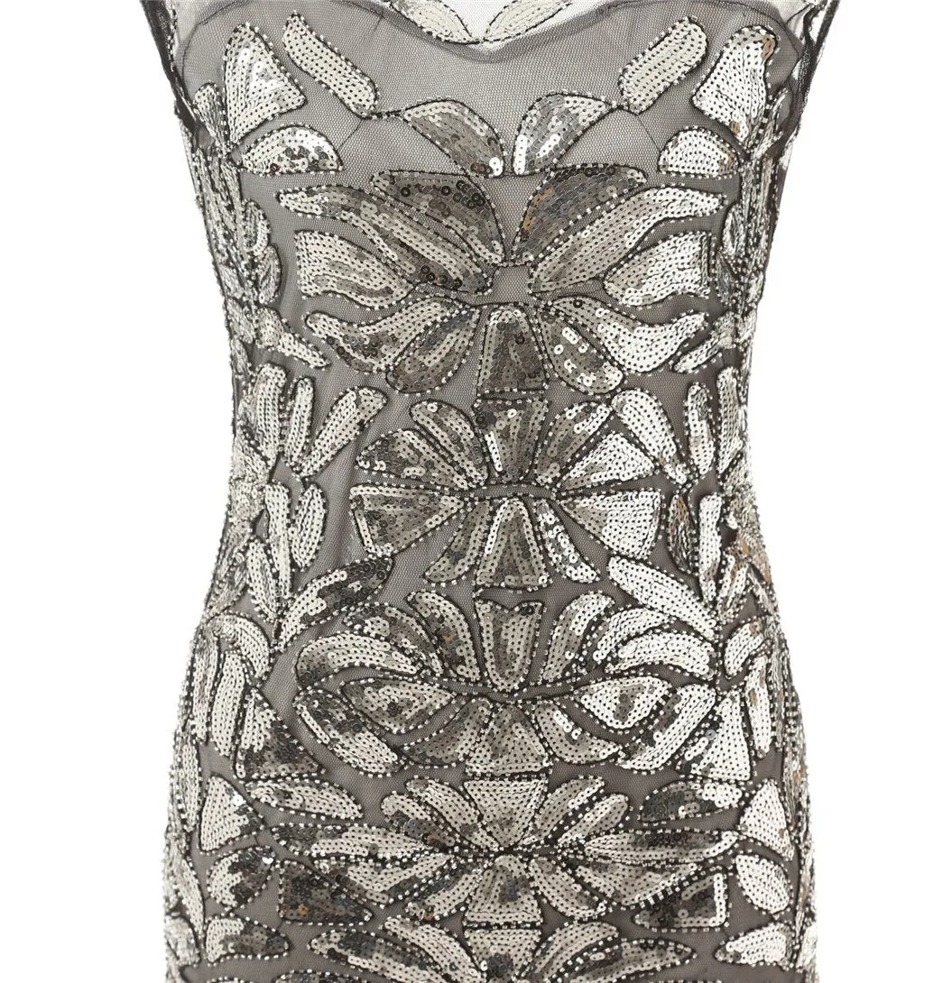 Silver 1920s Dresses Long Great Gatsby Party 20s Inspired Flapper |JaosWish