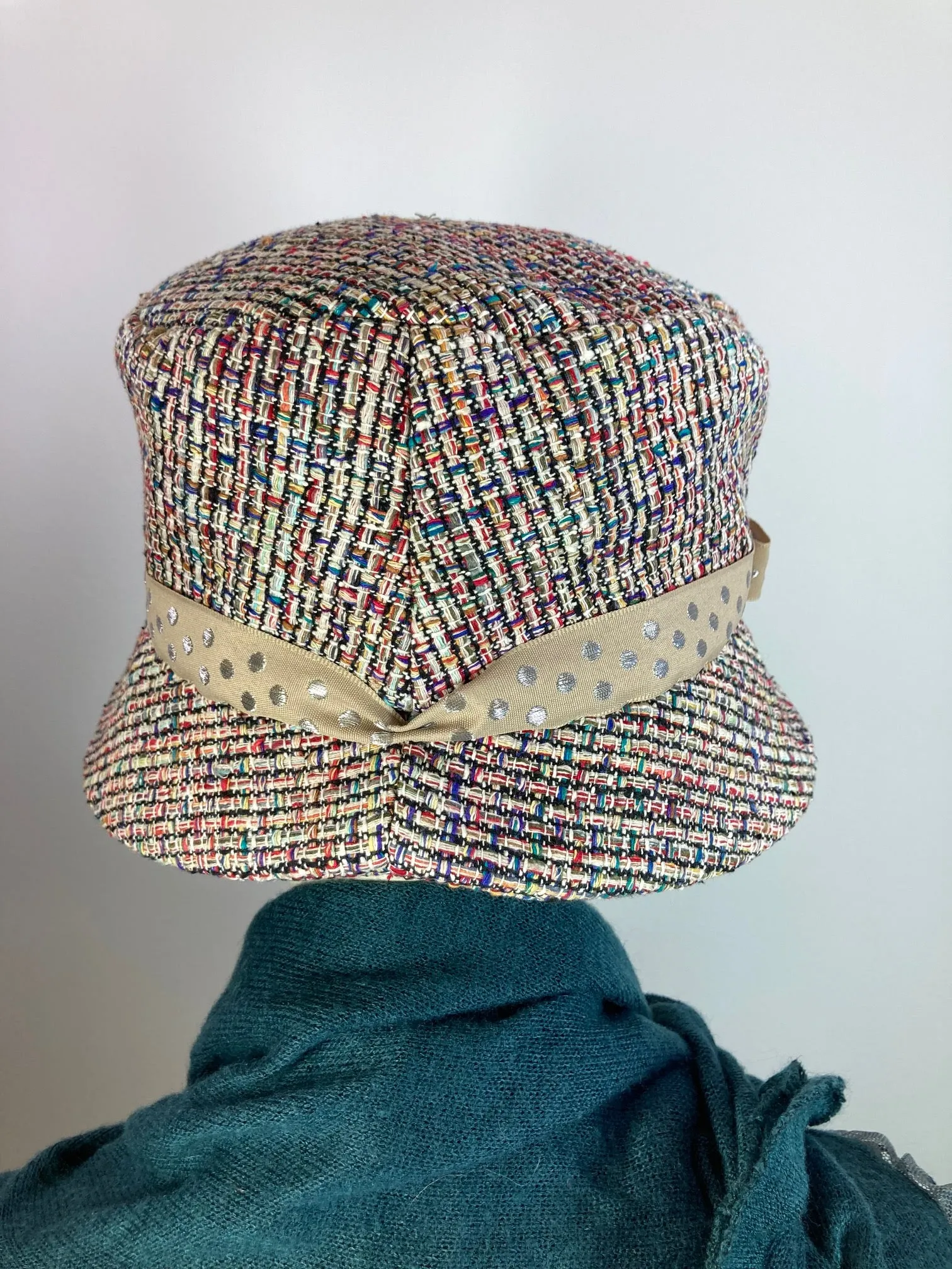 Slow Fashion Short Brim Hat. Multi color Downton Abbey hat. Ladies statement hat. Womens Miss Fisher classic brim cloche hat.