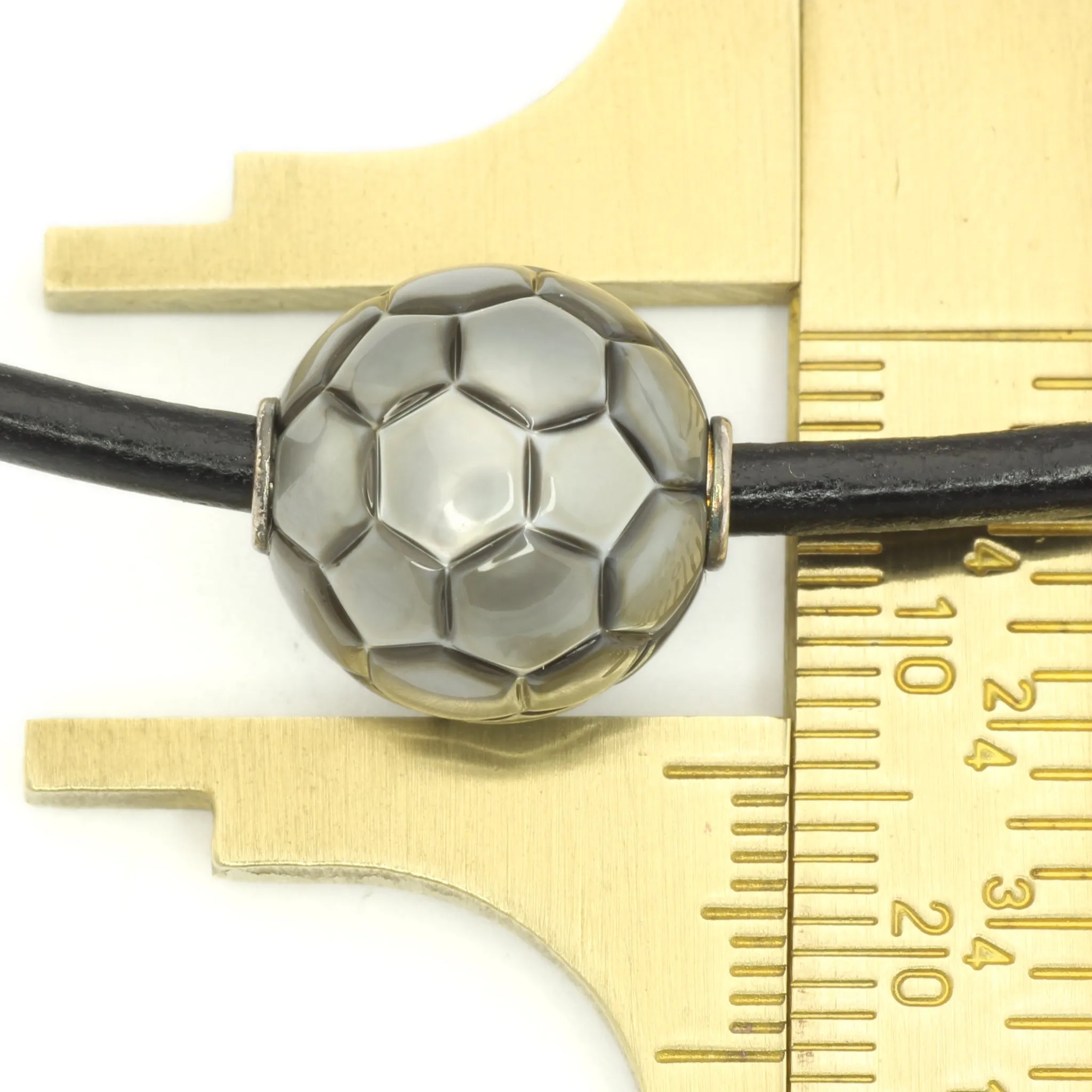 Soccer Ball - Galatea Carved Tahitian Pearl Leather Necklace