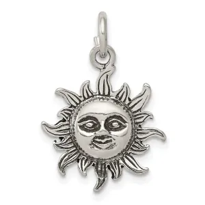 Solid Sterling Silver Antiqued Sun Charm