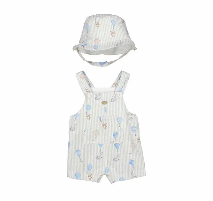 SS25 Mayoral - Kite Print Overall and Bucket Hat Set