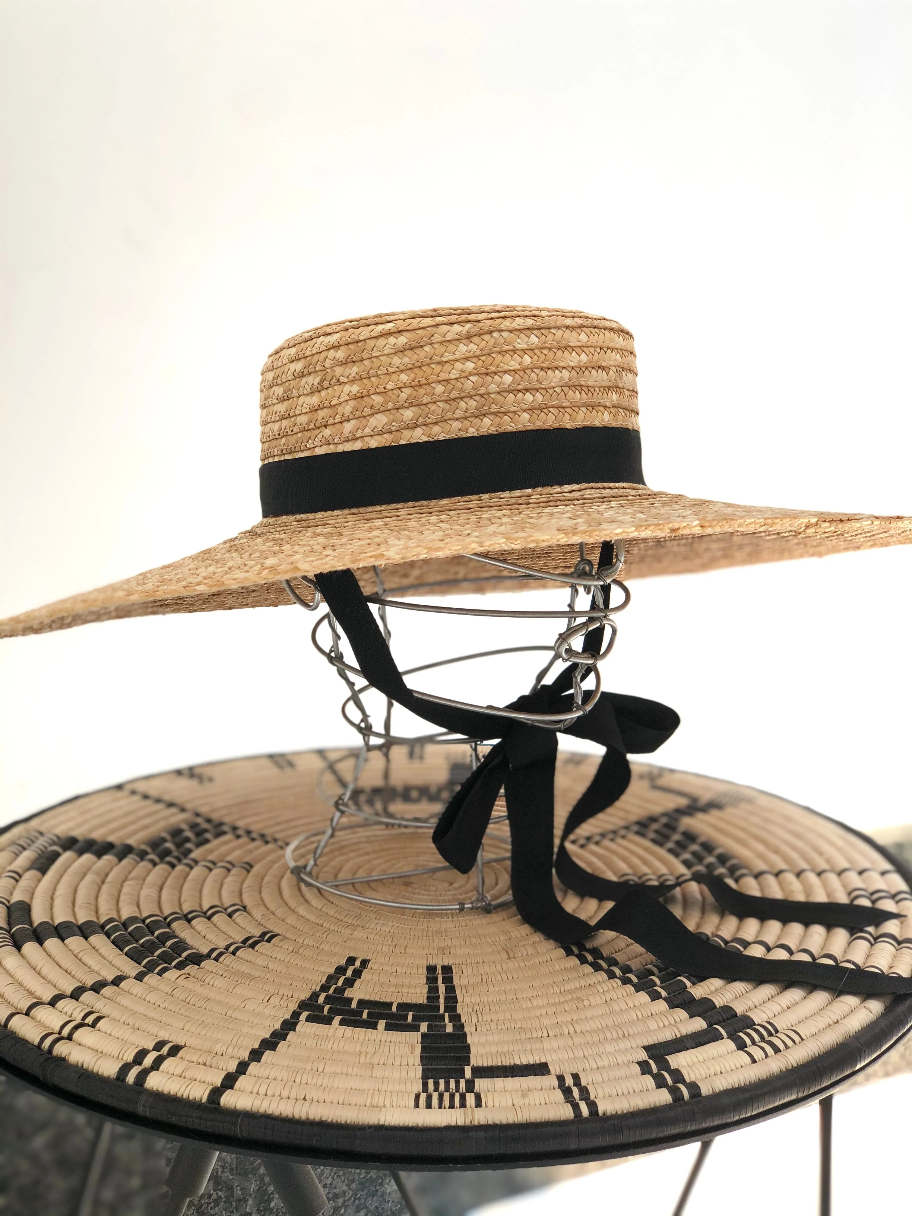 Straw Wide Brim Ribbon Hat