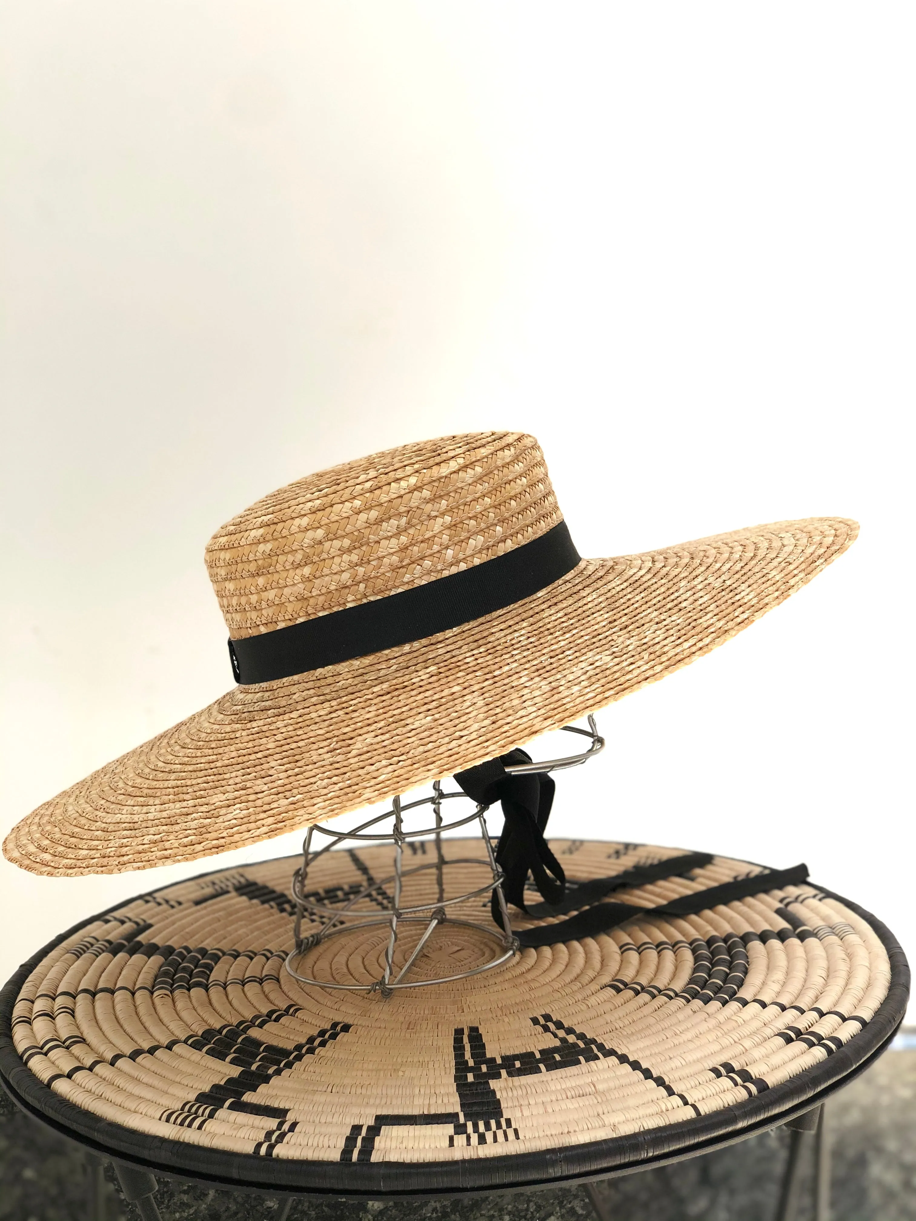 Straw Wide Brim Ribbon Hat