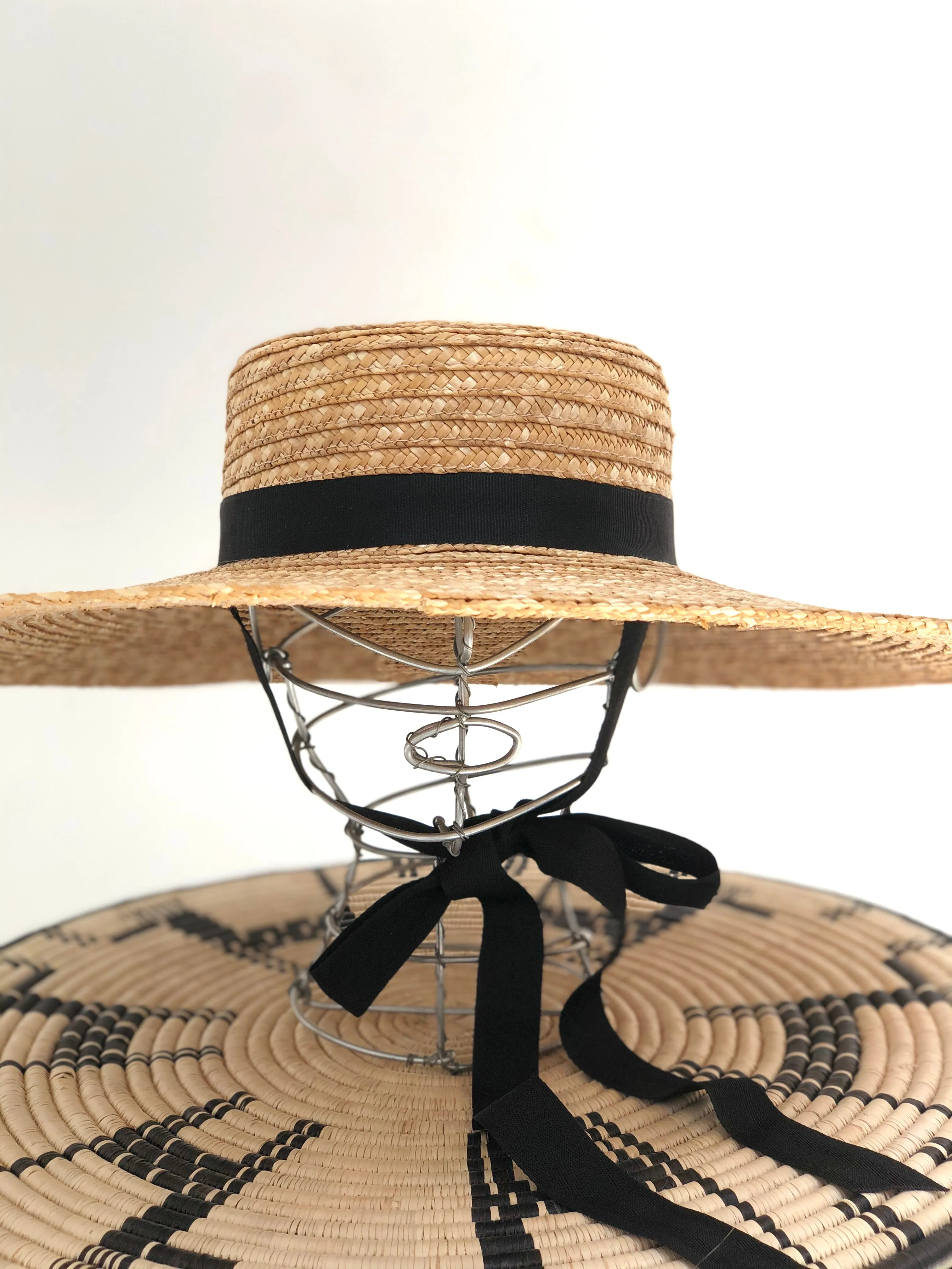 Straw Wide Brim Ribbon Hat