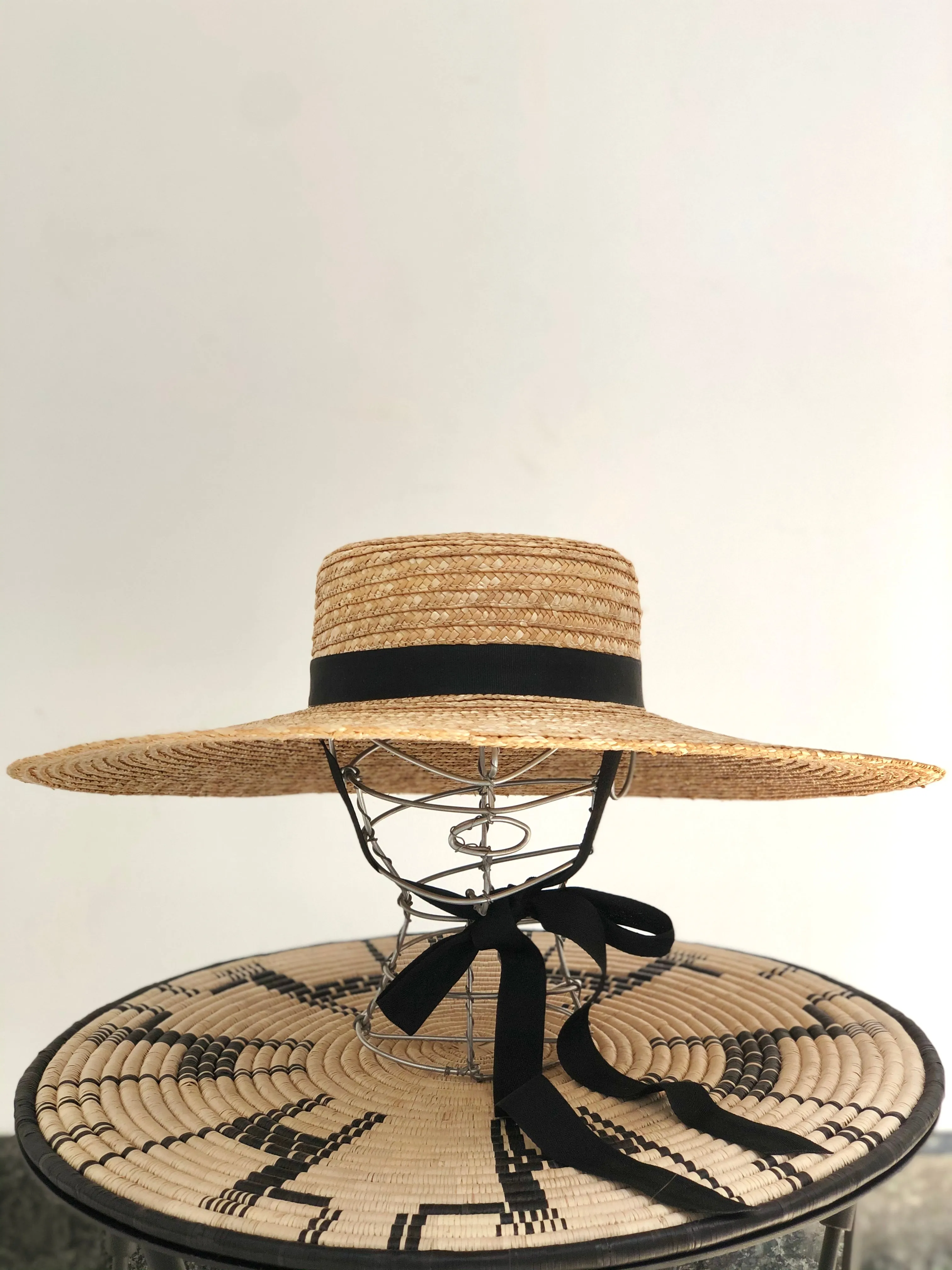 Straw Wide Brim Ribbon Hat