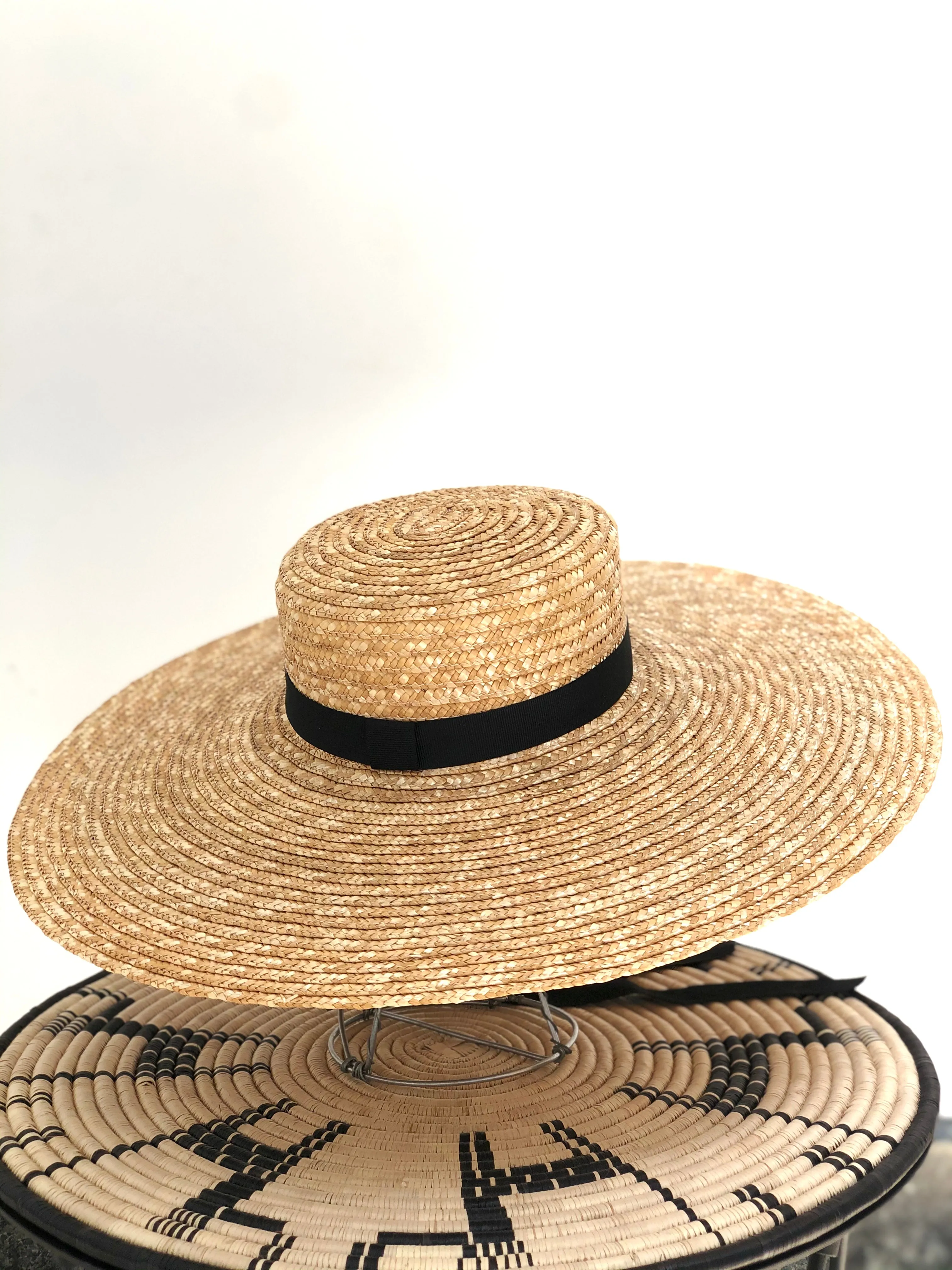 Straw Wide Brim Ribbon Hat
