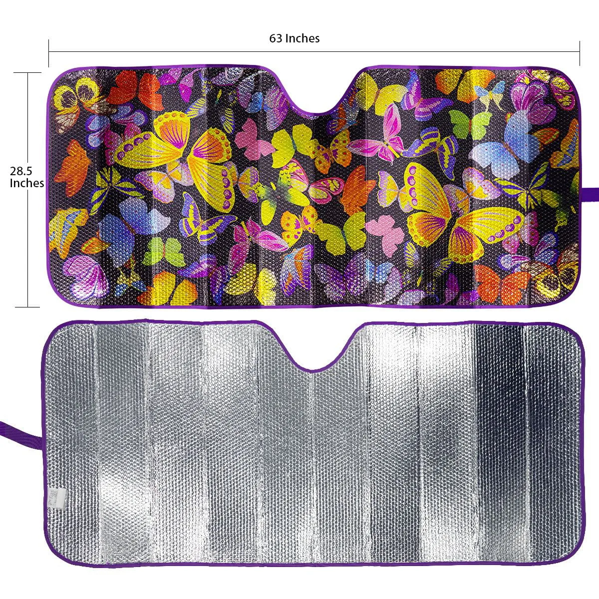 Universal Sun Shade Sedan SUV Hatchback Liftback Purple Butterfly 63'' x 28.5''