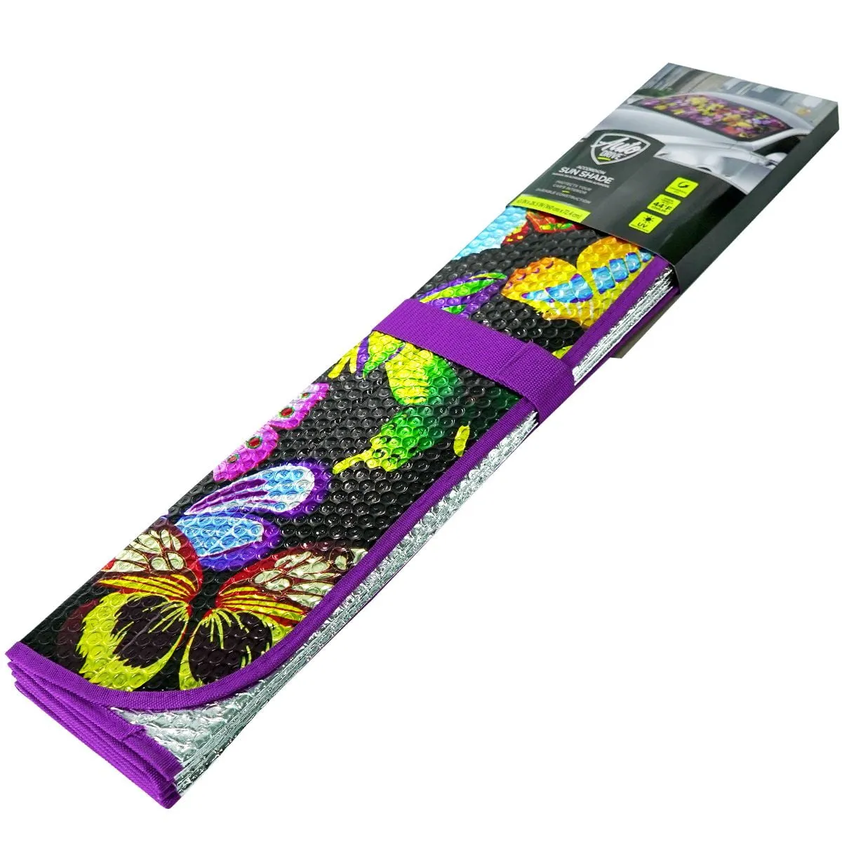 Universal Sun Shade Sedan SUV Hatchback Liftback Purple Butterfly 63'' x 28.5''