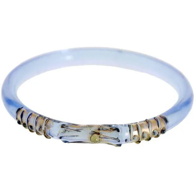 Vintage 1920s Art Deco  Bangle Bracelet Blue Glass Gold Accents