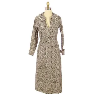 Vintage Womens Day Dress 1920s Black & White Abstract Print 36 Bust