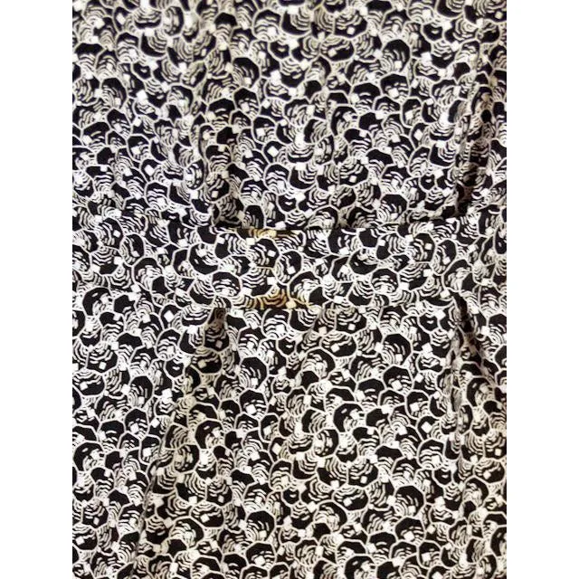 Vintage Womens Day Dress 1920s Black & White Abstract Print 36 Bust