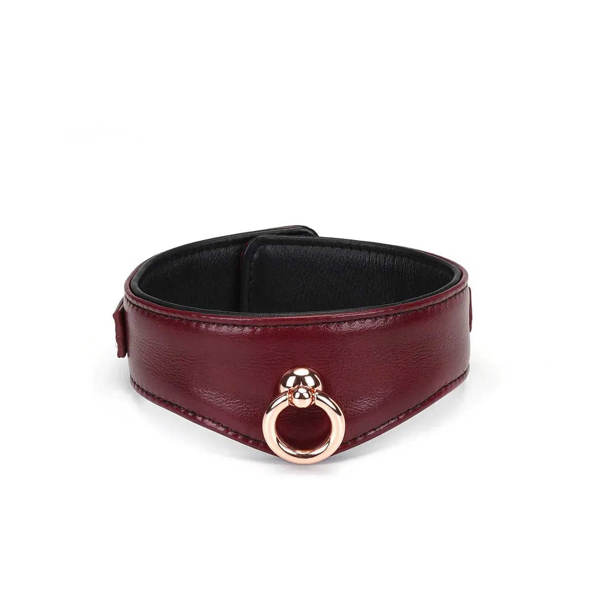 Wine Red Leather Collar with Leash and Lock