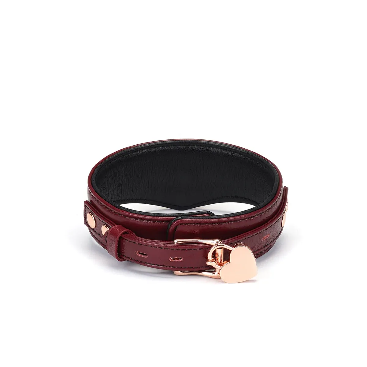 Wine Red Leather Collar with Leash and Lock